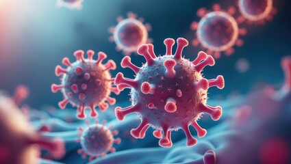 Microscopic View of Virus, Red Blood Cells, and Science for Research