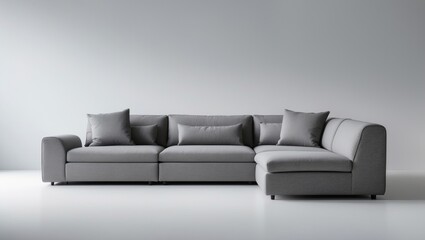 Fototapeta premium Grey Fabric Sofa Bed Isolated on White Background