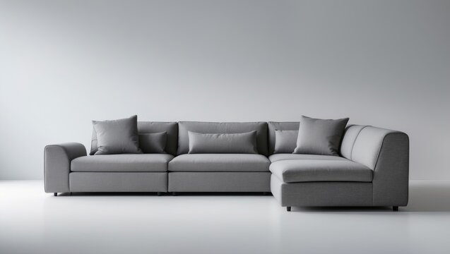 Grey Fabric Sofa Bed Isolated on White Background