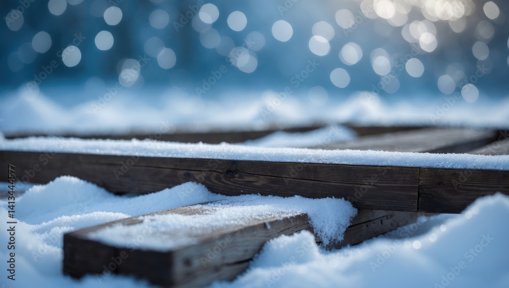 Aufkleber desolate winter scenery featuring a rustic table