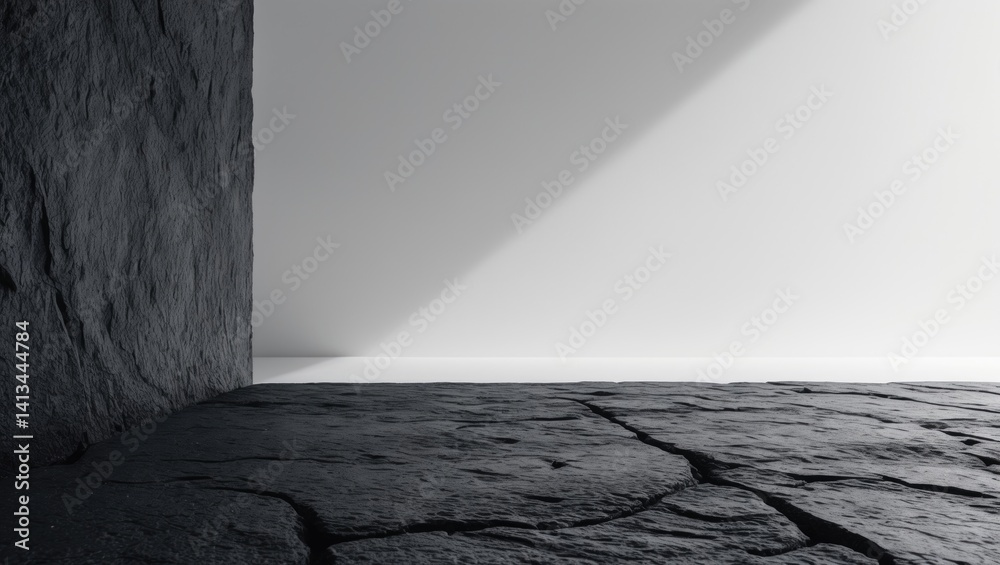 Poster empty stone texture set against a white background. design mockup