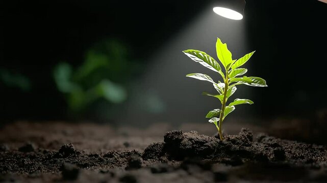 Startup Growth Illustrated by a Sprout Emerging from Soil