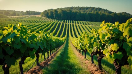 Naklejka premium Summer Rows of Vineyards