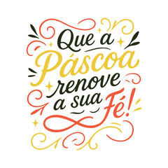 Frase de Páscoa com letras decorativas feitas à mão
