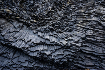 Vik, Iceland. Close view of basalt rock.