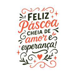 Frase de Páscoa com letras decorativas feitas à mão