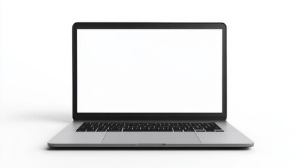 Fototapeta premium frameless expensive laptop mackup with white screen and white background, template, monitor, Space Gray.