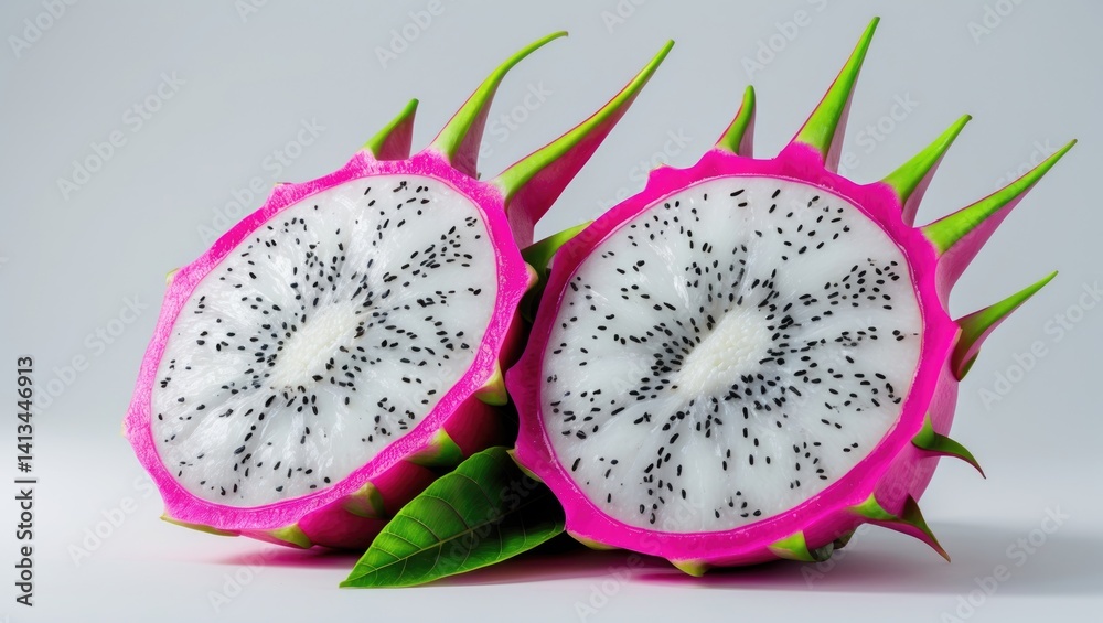 Poster background with clipping path featuring isolated pitaya, dragon fruit