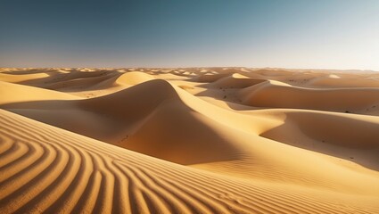 Naklejka premium Light casting shadows on the Sahara sand dunes