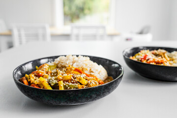 vegetable curry with coconut milk rice