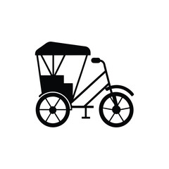 rickshaw silhouette on white backgrownd