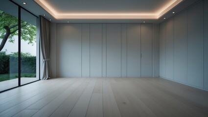 Fototapeta premium contemporary home interior featuring wooden flooring