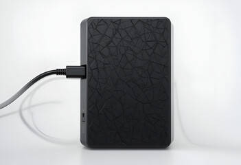 External Hard Drive Charging,External hard drive casing for 2.5 and 3.5 inch for data storage and security isolated on white background,black mobile phone include wire charging on a light background.