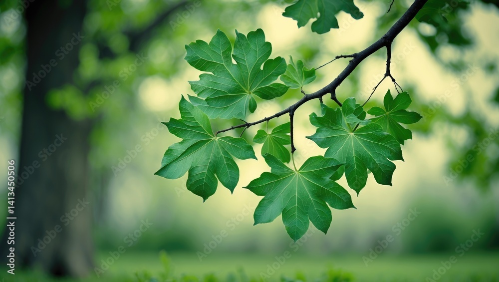 Wall mural branch of an oak tree in spring