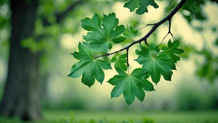 Fototapeta premium Branch of an Oak Tree in Spring