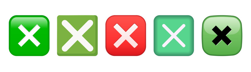 Obraz premium Set of green and red cross marks buttons