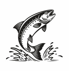Fototapeta premium Vector salmon fish silhouette 