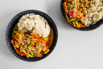 vegetable curry with coconut milk rice