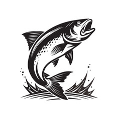 Vector salmon fish silhouette 