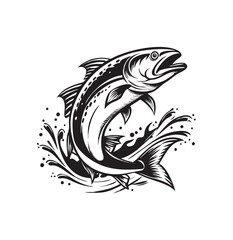 Obraz premium Vector salmon fish silhouette 