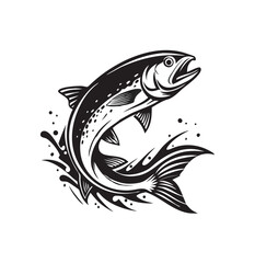 Fototapeta premium Vector salmon fish silhouette 