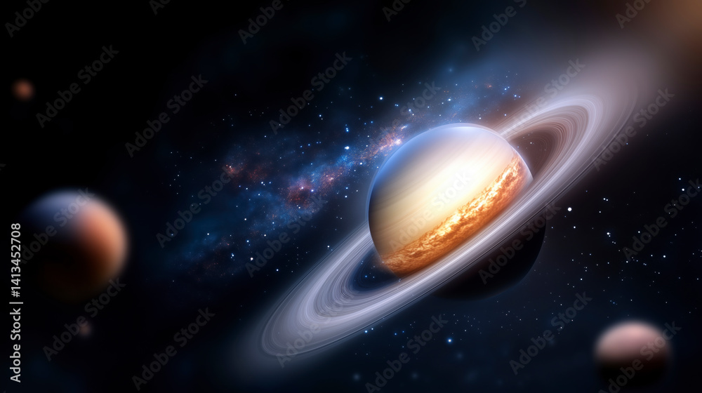 Canvas Prints a planet with a ring around it is in the sky