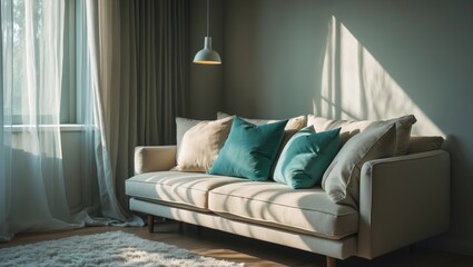 Stylish living room space with a comfortable couch