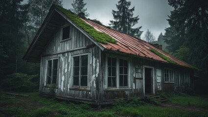 Fototapeta premium Antique wooden home in the village