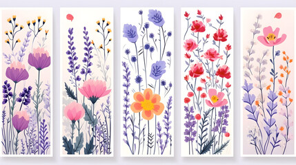 Field Flowers Nature Card Backgrounds Set for Design Projects and Floral Creations