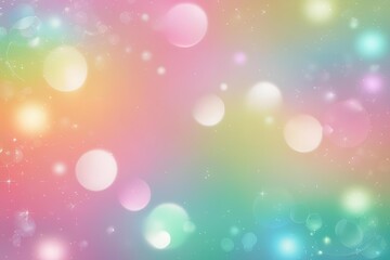 Fototapeta premium Vibrant abstract background with soft bokeh lights, smooth gradient blending from pink and orange to green and blue, dreamy defocused glow