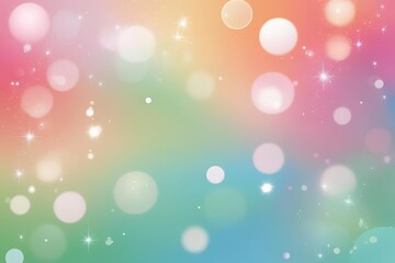 Fototapeta premium Vibrant abstract background with soft bokeh lights, smooth gradient blending from pink and orange to green and blue, dreamy defocused glow