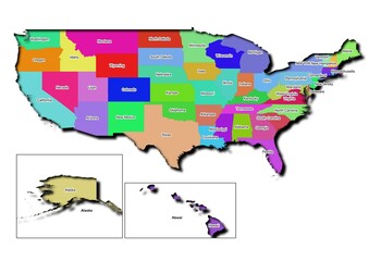 High-resolution illustration of the map of United State, showcasing the complete geographical shape of the country