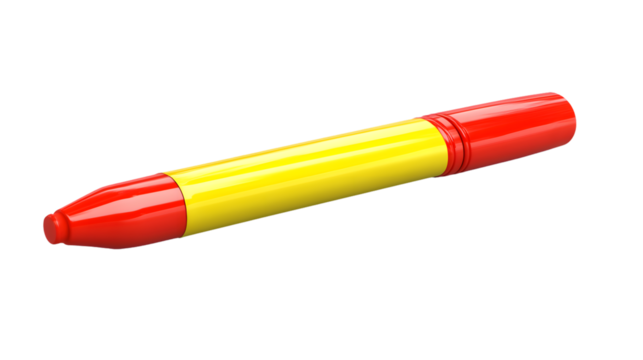 A vibrant yellow and red highlighter marker ideal for educational materials and creative desig