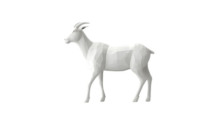 Fototapeta premium Geometric Animal Sculpture Abstract White Polygonal Design of a Horned Creature on Black Backg