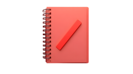 A vibrant coral notebook with a diagonal bookmark ideal for education organization and creat