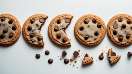 Obraz premium Process of chocolate chip cookie consumption.