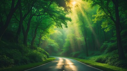 Obraz premium Summer driving - wet roads after rain