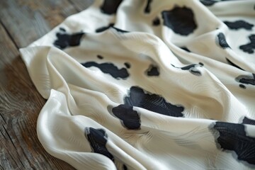 Black and white fabric on wooden surface