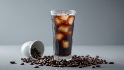 Background of summer drinks featuring iced coffee