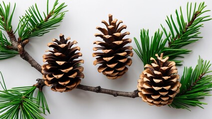Fototapeta premium Siberian pine cone attached to branch
