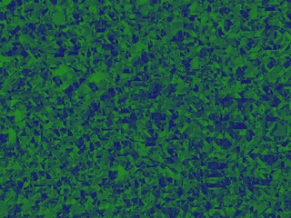 Naklejka premium An abstract background with a dense, textured field of randomly arranged, multifaceted geometric shapes in shades of green and blue. The effect is similar to a camouflage pattern.