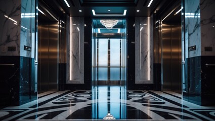 Naklejka premium Lustrous lift in condo building