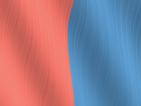 An abstract background with a split design with a coral section and a blue section, both textured with subtle, vertical wavy lines.