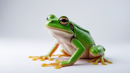 Obraz premium Sitting tree frog against a white isolation