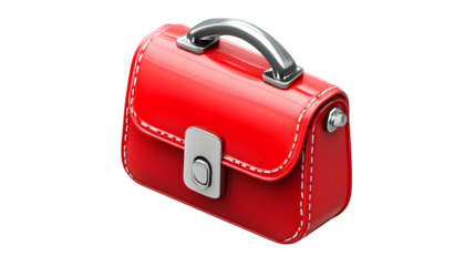 A vibrant red briefcase with metallic accents and white stitching ideal for business travel