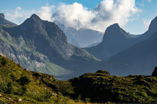 Norway, Ramberg. Mountain landscape.