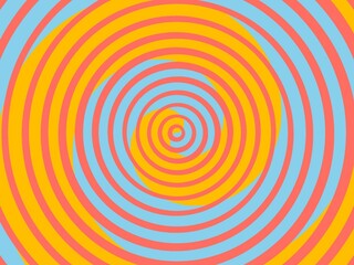 An abstract background with concentric circles in coral and golden yellow on a light blue backdrop.  The overlapping circles create a dynamic, swirling visual.
