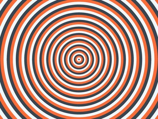 An abstract background image of concentric circles in orange, dark gray, and off-white, creating a hypnotic, radial pattern.