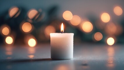 Little candle featuring dots on background