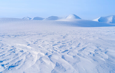 Filchnerfonna ice shelf during winter, Spitzbergen in the Svalbard. Scandinavia, Norway.